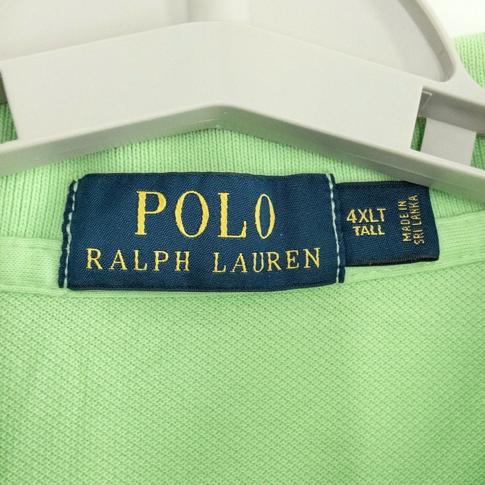 Polo Ralph Lauren Mens 4XLT Tall Lime Green Short Sleeve Pique Polo Shirt Purple